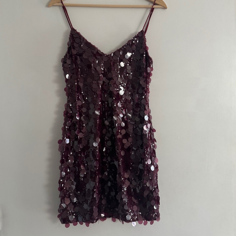 MESHKI Maroon Sequin Mini Dress